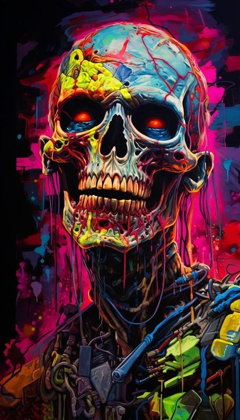 colorful zombie themed wallpaper