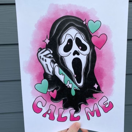 cute ghostface wallpaper pink background