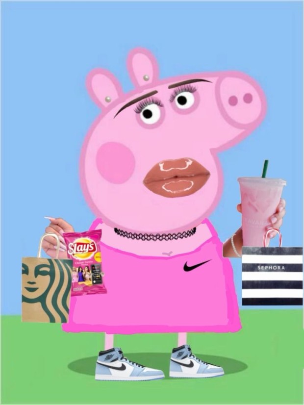 diverse peppa pig baddie wall art