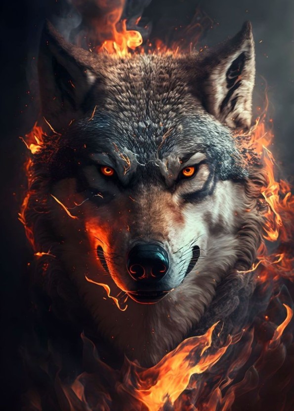 epic fire wolf wallpaper 0027