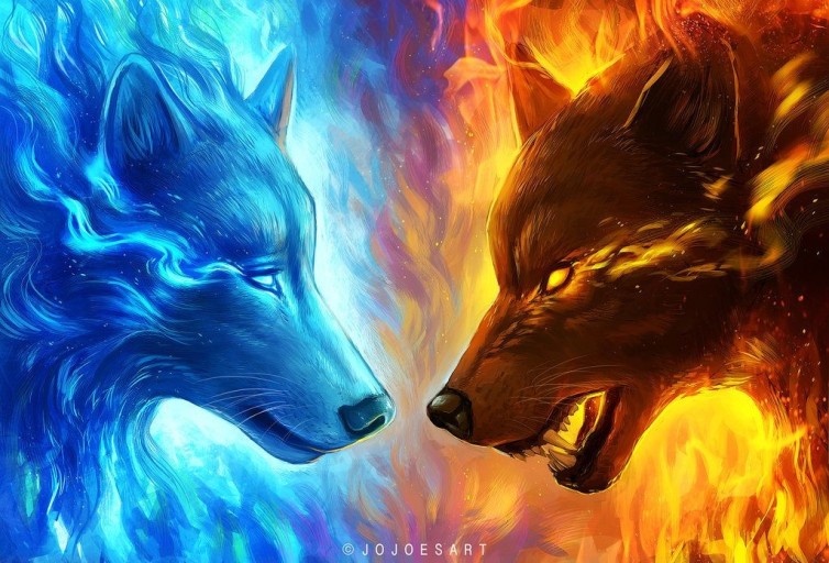 epic fire wolf wallpaper 0048