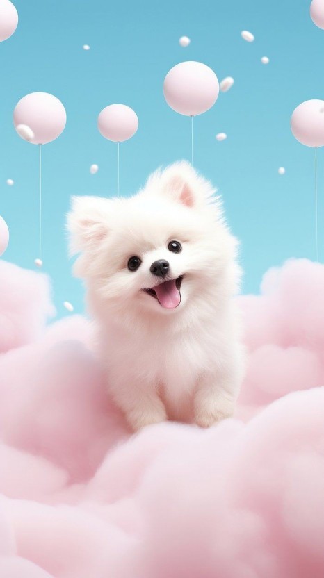 pink cute puppy wallpaper aesthetic