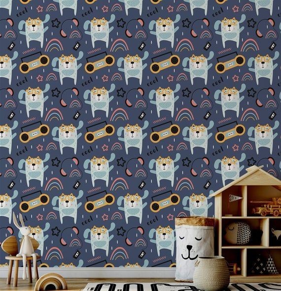 playful funny dog wallpapers for kids' rooms