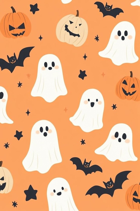 spooky yet cute ghost wallpaper