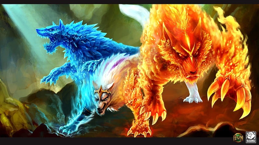 vibrant colors in epic fire wolf wallpaper