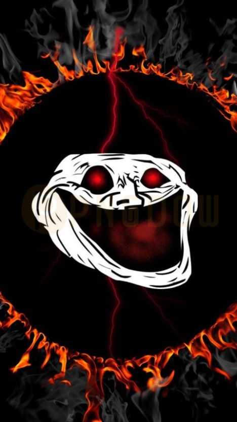 vibrant scary troll face wallpaper